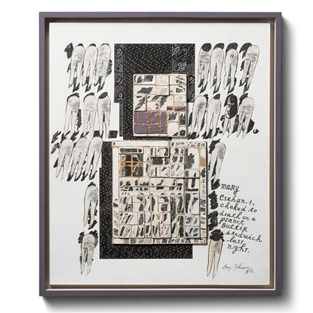 Ray Johnson "Mary Crehan" 1972
tecnica mista e collage di legni su cartone press