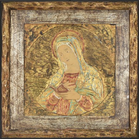 Andrea Stella LA MADONNA DEL LIBRO bassorilievo su legno, cm 28x28