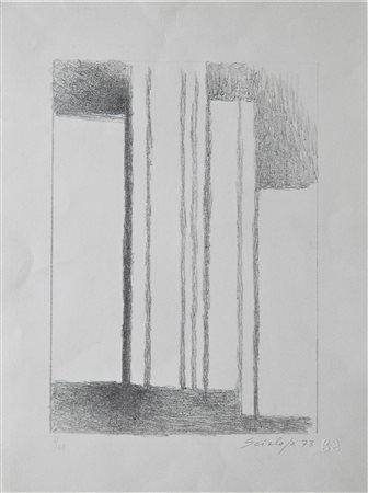 Toti Scialoja SENZA TITOLO litografia su carta, cm 50x35; es. 4/50 firma,...