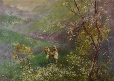 Anonimo PAESAGGIO CAMPESTRE olio su tavola, cm 50x70