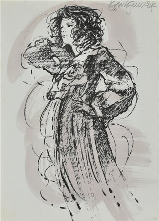 Ignoto SENZA TITOLO tecnica mista su carta, cm 25x18 firma