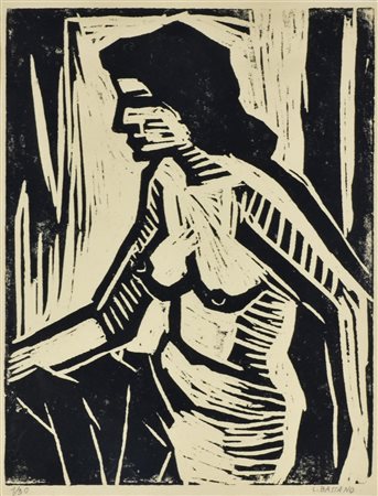 Luigi Bassano NUDO xilografia su carta, cm 34x26; es. 1/30 firma