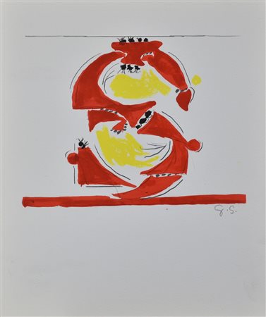 Graham Sutherland LETTERA S riproduzione fotolitografica su cartoncino, cm...