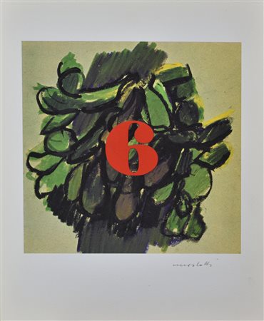 Ennio Morlotti SENZA TITOLO riproduzione litografica su cartoncino, cm...