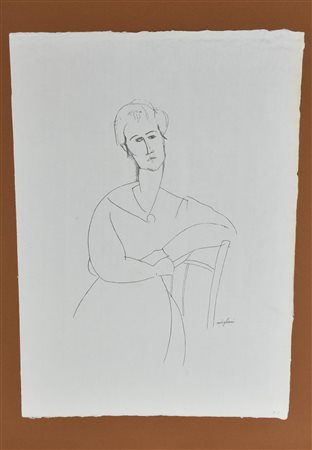 Amedeo Modigliani RITRATTO FEMMINILE litografia su carta di riso (d'apres),...