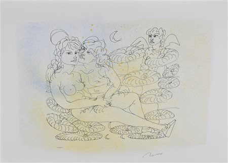 Tono Zancanaro AMANTI litografia su carta, cm 50x70; es. 107/125 firma