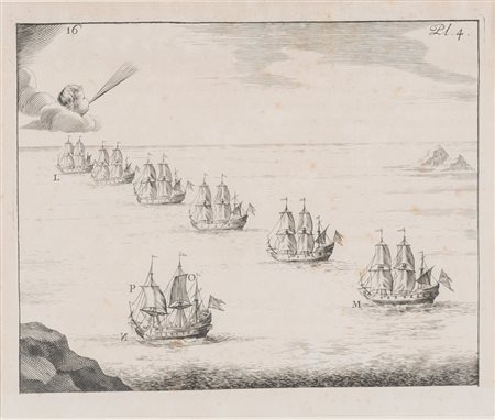 Lotto composto da due illustrazioni navali. Stampa calcografica. Scena 1: cm...