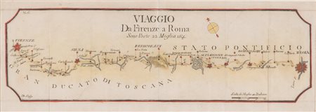 Lotto composto da otto carte da viaggio, in stampa calcografica con...