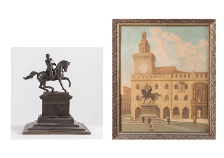 "Vittorio Emanuele II". Scultura in bronzo. Modellino per il monumento dei...