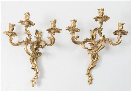 Coppia di appliques in bronzo dorato. Seconda metà del XIX secolo. Entrambe...
