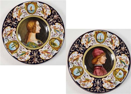 MANIFATTURA CACF, Faenza, metà del XX secolo. Coppia di piatti in ceramica,...