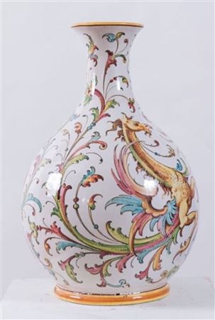 ANGELO MINGHETTI, Bologna, XX secolo. Vaso in ceramica policroma. H. cm 40;...
