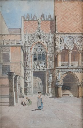 S. PETRUOLO (1857-1946) "Porta della Carta, Palazzo ducale di Venezia", 1890....