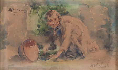 GIUSEPPE SOLENGHI (Milano 1879 - Cernobbio 1944) "Figura", 1923. Acquerello...