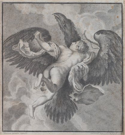 GIOVANNI AGAZZANI (XVIII) "Ratto di Ganimede", 1783. Disegno su carta, su...