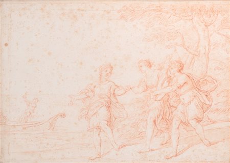 Maestro del XVIII secolo. “Scena mitologica”. Sanguigna su carta. Cm 25,5x36,5.