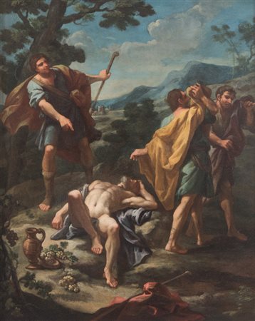 AURELIANO MILANI "L'ebbrezza di Noè". Olio su tela. Cm 80x66,5. Opera...