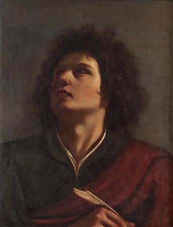 Bottega di, GUERCINO (1591-1666). “San Luca”. Olio su tela. Cm 67,5x51,5.