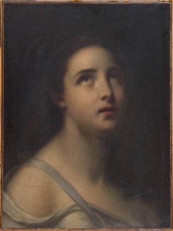 Maestro del XIX secolo. "Figura di donna". Olio su tela. Cm 43,5x32.