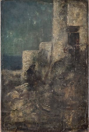 MARIUS DE MARIA, attr. "Paesaggio notturno", 1892. Olio su tela. Cm 45x30....
