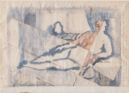 CARLO CORSI (Nizza 1879- Bologna 1966) "Donna distesa". Tecnica mista e...