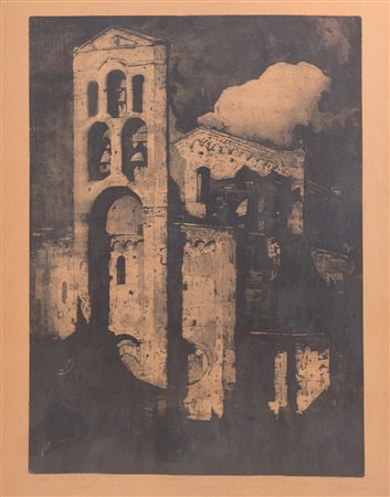 UBALDO MAGNAVACCA (Modena 1885-1957) "Abside della Chiesa di San Pietro"....