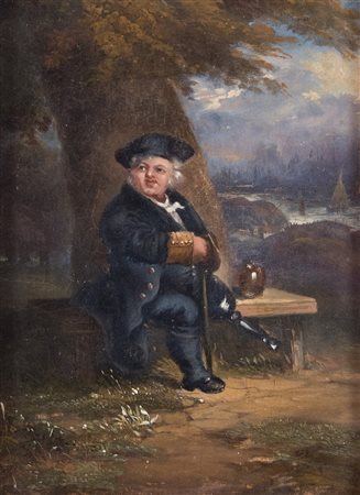 Maestro della fine del XVIII secolo “Lo zoppo”. Olio su zinco. Cm 23x17.