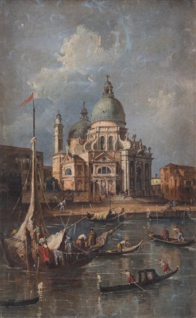ANGELO ZANIN (1825 - 1862) “Veduta della Chiesa della Salute” Olio su tela....