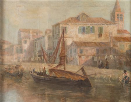 VITTORE ZANETTI ZILLA (Venezia 1864 – Milano 1946) "Chioggia". Olio su tela....