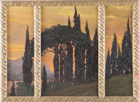 Pittore anonimo della fine del XIX secolo - inizi del XX secolo "Trittico con...