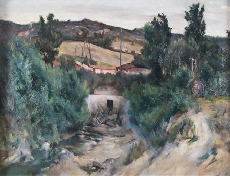 NINO BERTOCCHI (Bologna 1900 -1956) "Paesaggio", 1931. Olio su tela. Cm...
