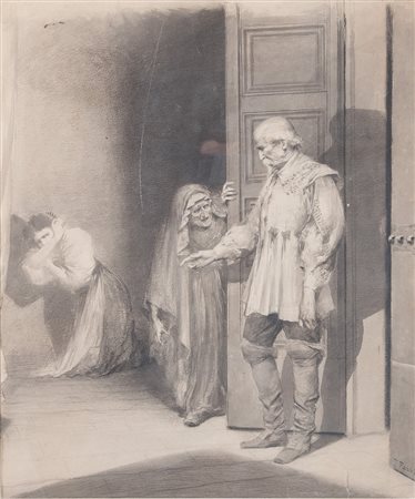 FABIO FABBI (Bologna 1861-1946) "Don Rodrigo e Lucia, dai Promessi Sposi"....