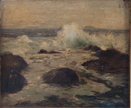 ANTONINO LETO (1844-1913), attr. "Marina". Olio su tavola. Cm 40x50. Opera...