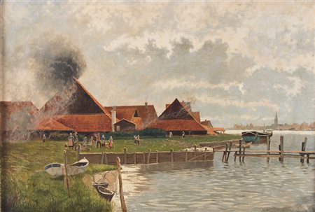 CHARLES MARIA AUGUST CHARROL (1869 -?) "Paesaggio nordico". Olio su tela. Cm...