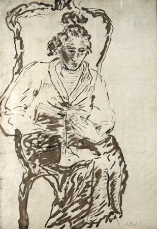 MAFAI ANTONIETTA RAPHAËL (Italy 1900 - Italy 1975) "Donna seduta" Acquerello...