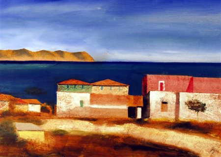 MAGAZZINI SALVATORE (Pistoia 1955) "Marina Calabra" Olio su tavola cm. H:...