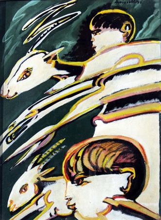 BRINDISI REMO (Roma 1918 - Lido di Spina 1996) "Pastorale" anni '80 Olio su...