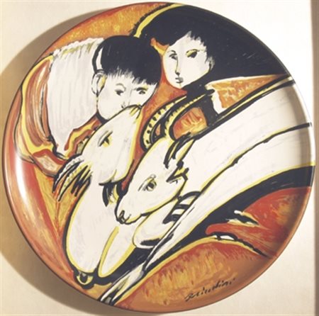 BRINDISI REMO (Roma 1918 - Lido di Spina 1996) "Pastorale" Ceramica con...