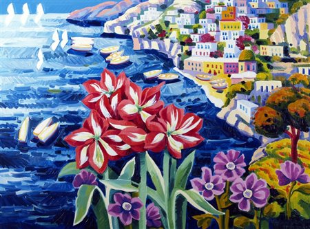 FACCINCANI ATHOS (Peschiera D/G 1951) "Accattivante scorcio di Positano" 2012...