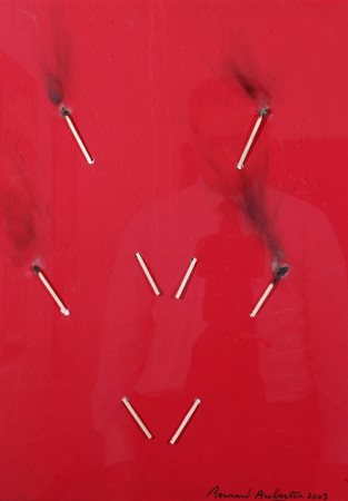 AUBERTIN BERNARD (Fontenay aux Roses 1934) "Carta rossa" 2009 Cartoncino...