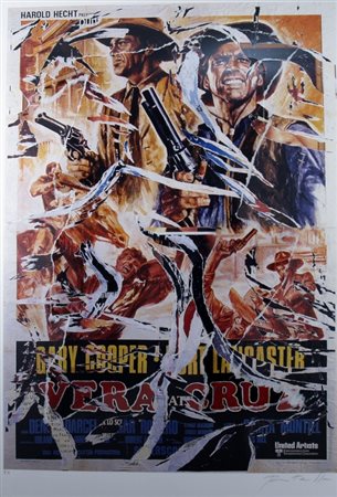 ROTELLA MIMMO (Catanzaro 1918 - Milano 2006) "Vera Cruz" Decollage su carta...