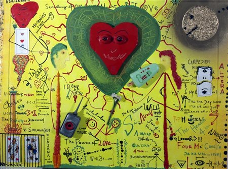 BOLOGNINI ALESSANDRO (Novara 1991) "Visione amorosa" Collage e acrilico su...