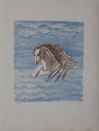 GIORGIO DE CHIRICO - Testa di cavallo tra le nubi (1971)