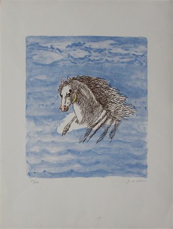 GIORGIO DE CHIRICO  - Testa di cavallo tra le nubi (1971)