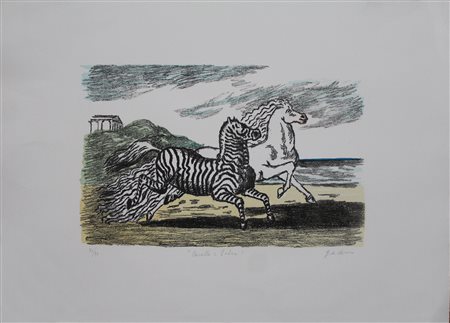 GIORGIO DE CHIRICO  - Cavallo e zebra (1974)