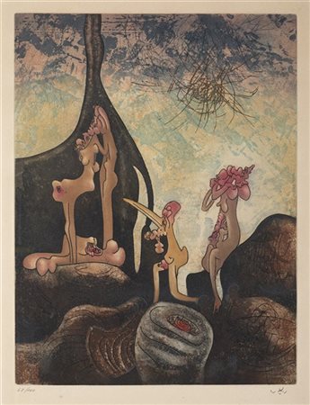 Roberto Matta "Così fan tutte" 1970
acquaforte, acquatinta a colori
lastra cm 49