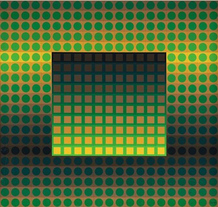 Victor Vasarely "ZETT-1 Yellow/Green" 1972
BASF Luran
cm 100x105
Firmato in bass