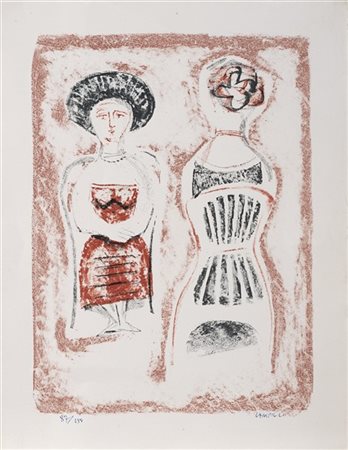 Massimo Campigli "Due donne" 1953 circa
litografia a colori
cm 32,5x25
Firmata i