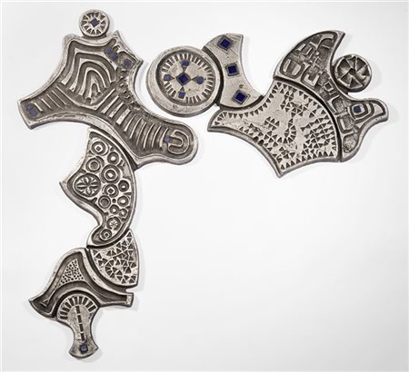 Giò Pomodoro "Senza titolo" anni '50
metallo argentato e smalto
h 30-40 cm
largh