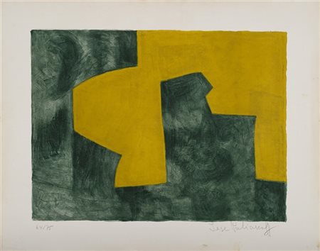 Serge Poliakoff "Composition verte et jaune" 1966
litografia a colori su carta R